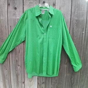 Cinch Shirt Mens XL Green Dollar Sign Print Button Down Western Rodeo Unique